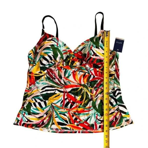 Apt. 9 Women's Size Plus 1X Bright Floral Tropical Swim Tankini Top Ruched NWT - Picture 8 of 10